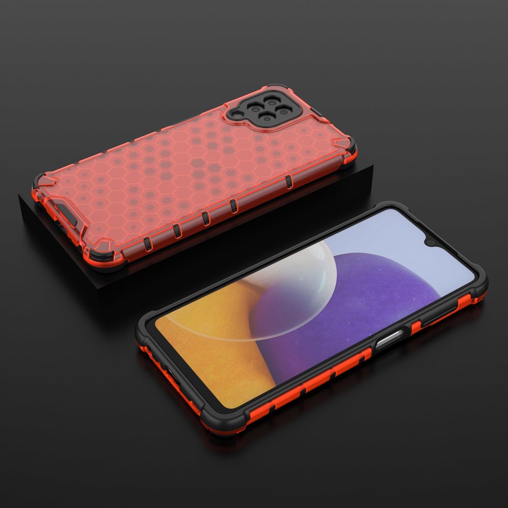 Honeycomb Case armor cover med TPU Bumper til Samsung Galaxy A22 4G rød