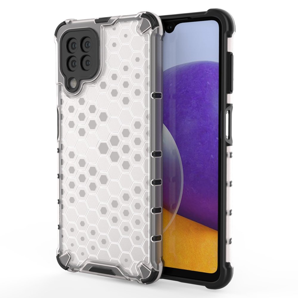 Honeycomb Case armor cover med TPU Bumper til Samsung Galaxy A22 4G gennemsigtig