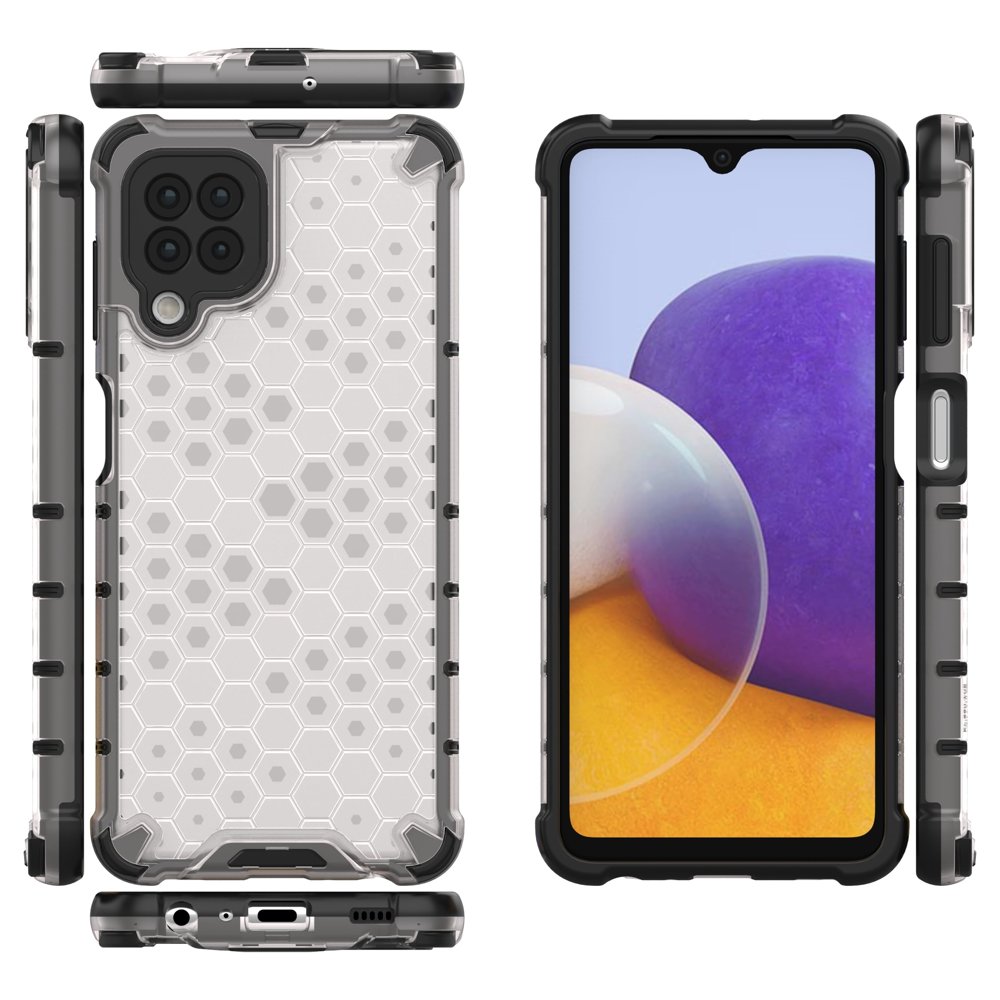 Honeycomb Case armor cover med TPU Bumper til Samsung Galaxy A22 4G gennemsigtig