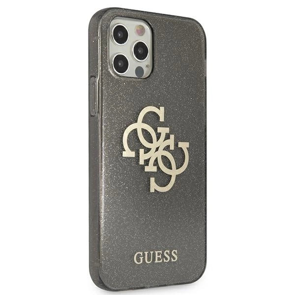 Guess GUHCP12LPCUGL4GBK iPhone 12 Pro Max 6.7" sort/sort hard case Glitter 4G Stor logo