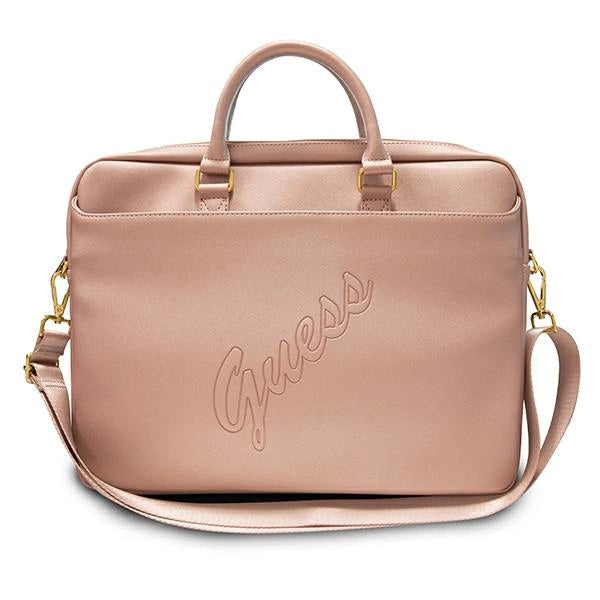 Gæt Saffiano Script 16" Laptop Bag - Pink