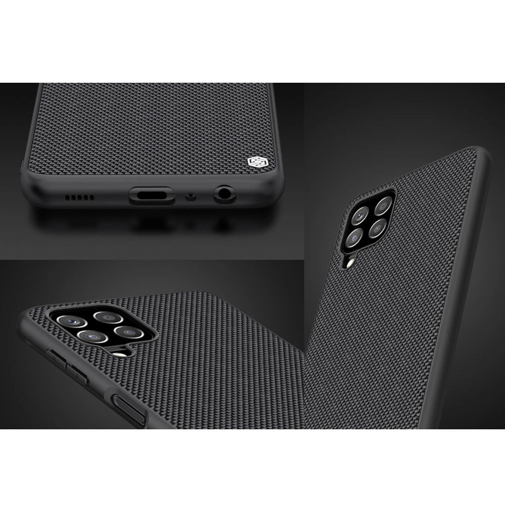Nillkin Textured Case holdbar forstærket etui med gel ramme og nylon tilbage til Samsung Galaxy A22 4G sort