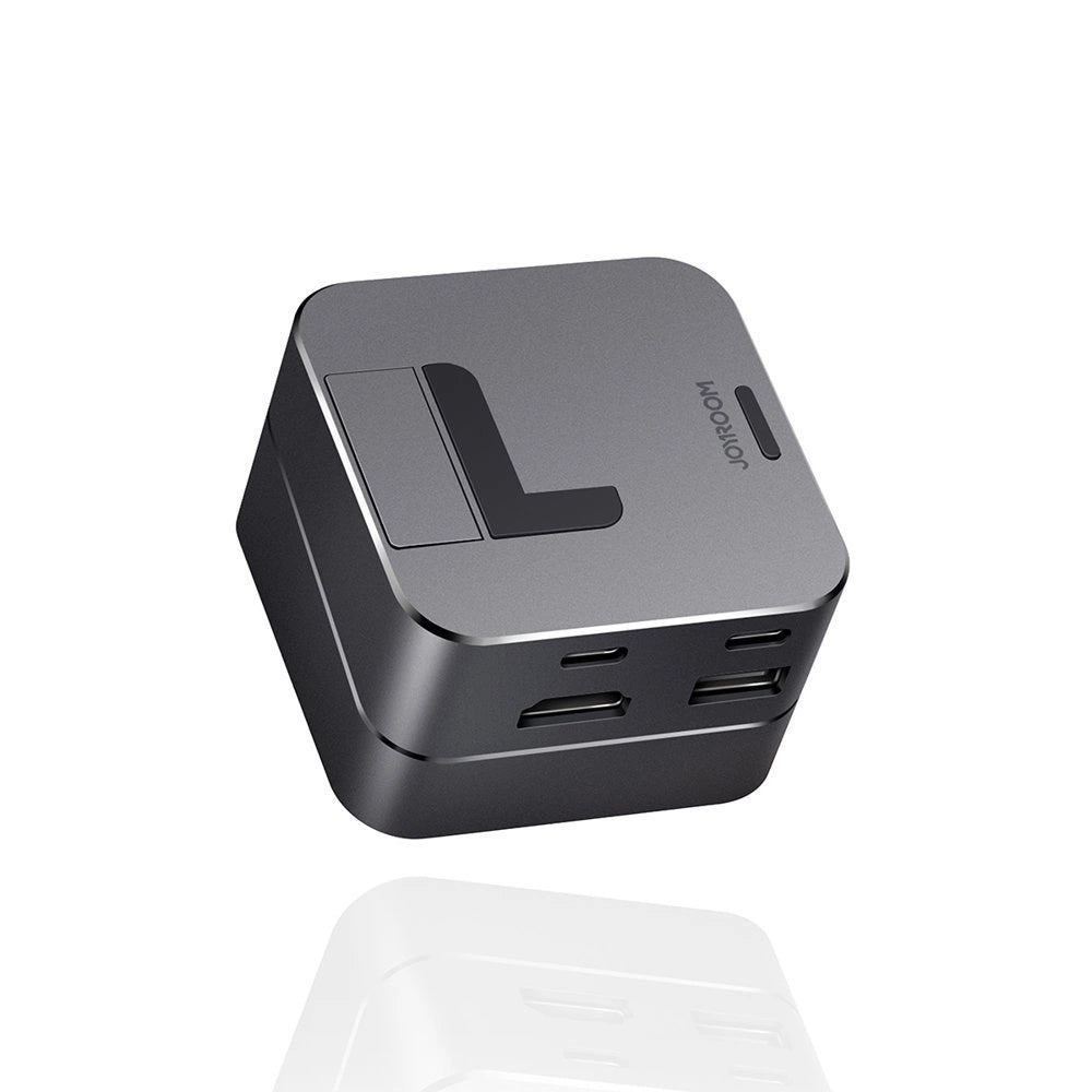 Joy Hubroom S-H121 USB-C stand - USB-A 3.0 / RJ45 / HDMI / USB-C / Thunderbolt til MacBook Pro - grå