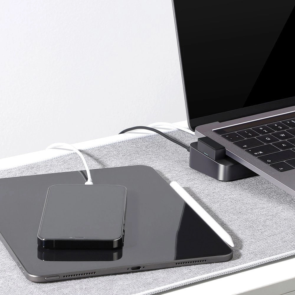 Joy Hubroom S-H121 USB-C stand - USB-A 3.0 / RJ45 / HDMI / USB-C / Thunderbolt til MacBook Pro - grå