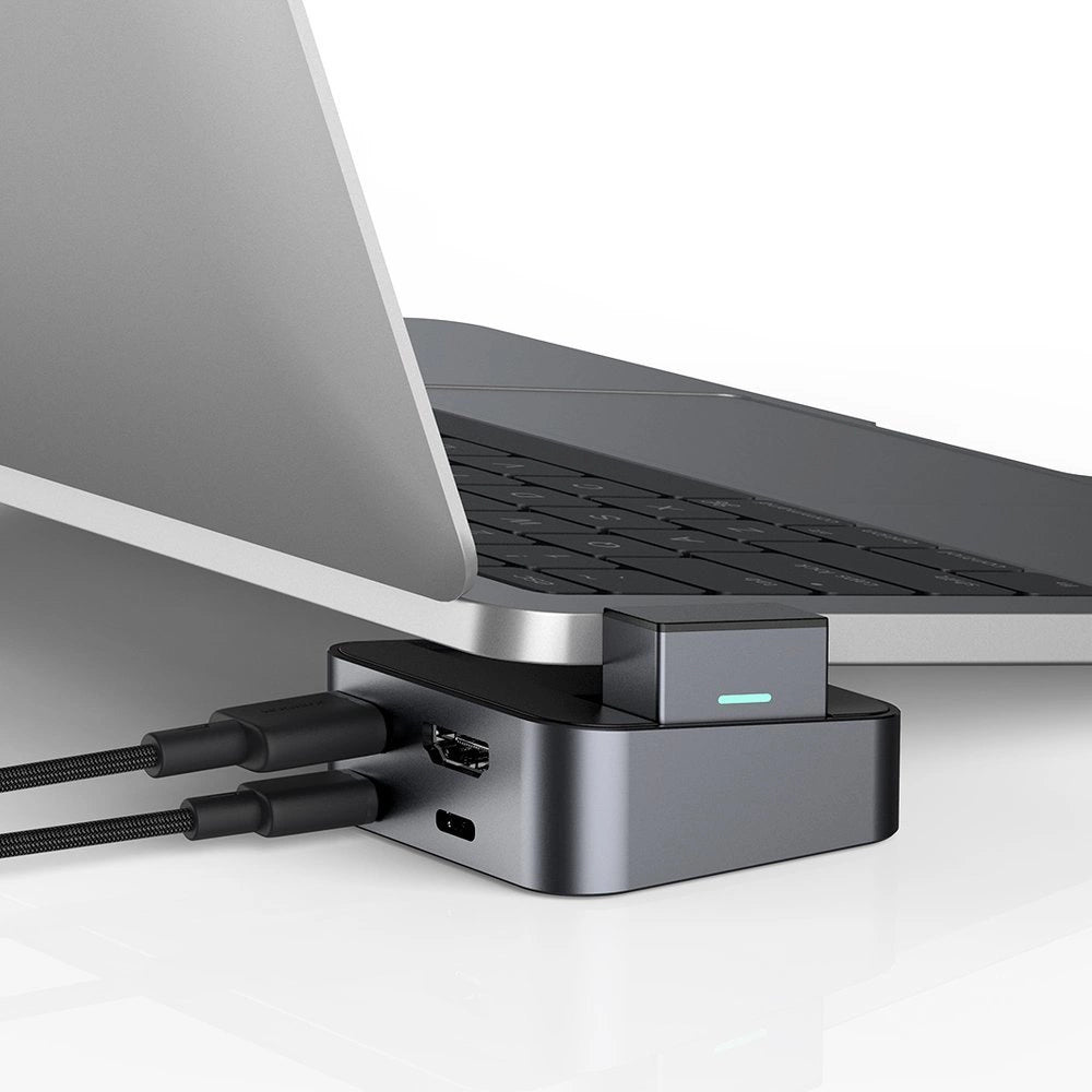 Joy Hubroom S-H121 USB-C stand - USB-A 3.0 / RJ45 / HDMI / USB-C / Thunderbolt til MacBook Pro - grå