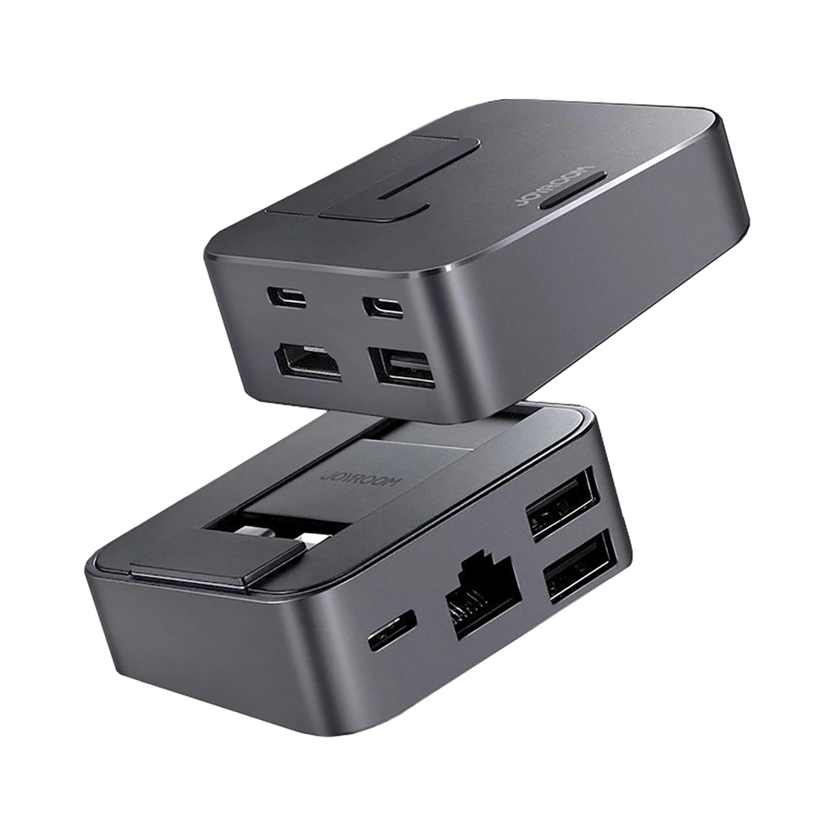 Joy Hubroom S-H121 USB-C stand - USB-A 3.0 / RJ45 / HDMI / USB-C / Thunderbolt til MacBook Pro - grå