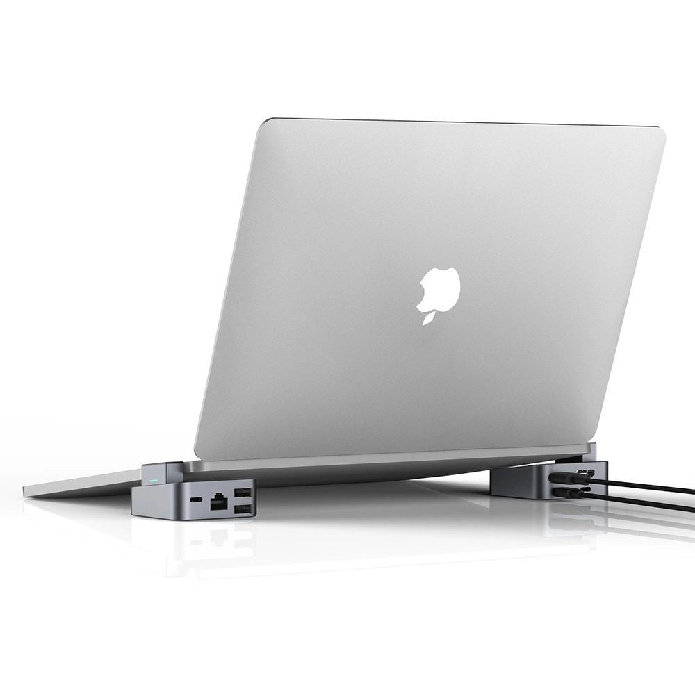 Joy Hubroom S-H121 USB-C stand - USB-A 3.0 / RJ45 / HDMI / USB-C / Thunderbolt til MacBook Pro - grå