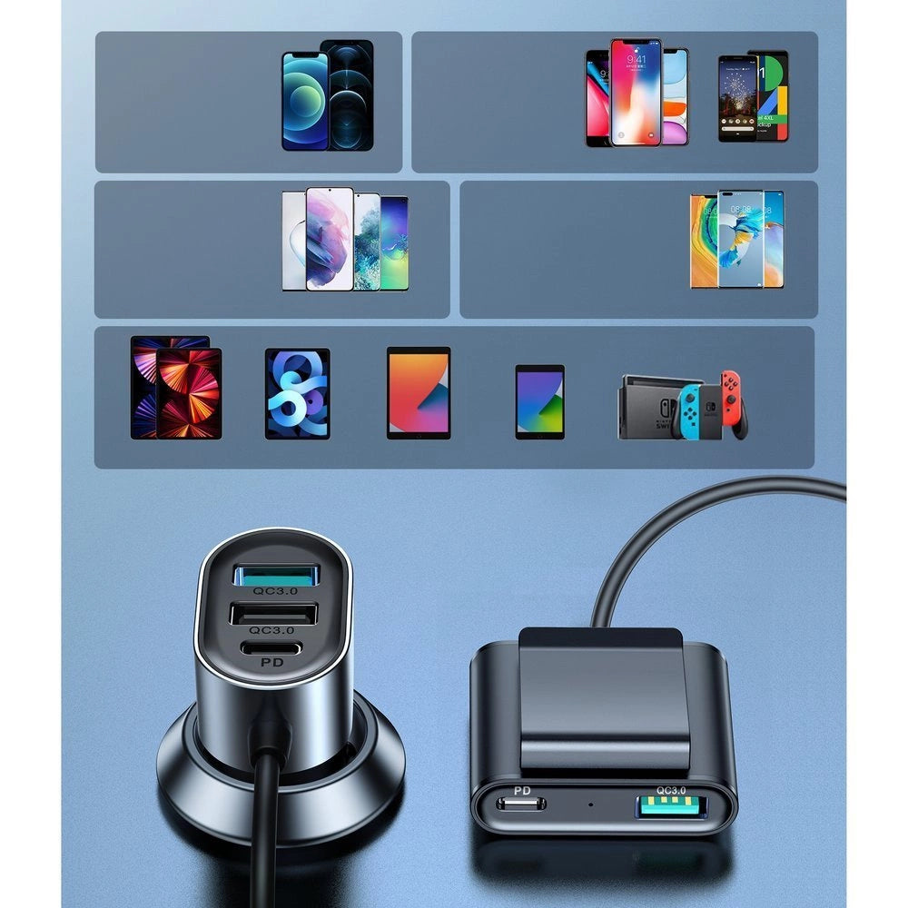 Joyroom biloplader 2xPD + 2xQC3.0 72W 1,5m sort (JR-CL05)