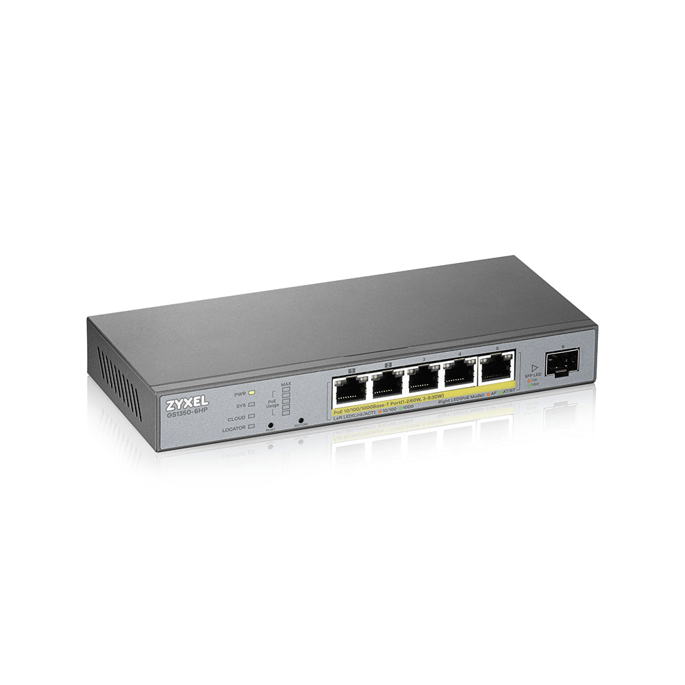 Zyxel GS1350-6HP-EU0101F netværksswitch Administreret L2 Gigabit Ethernet (10/100/1000) Strøm over Ethernet (PoE) Grå