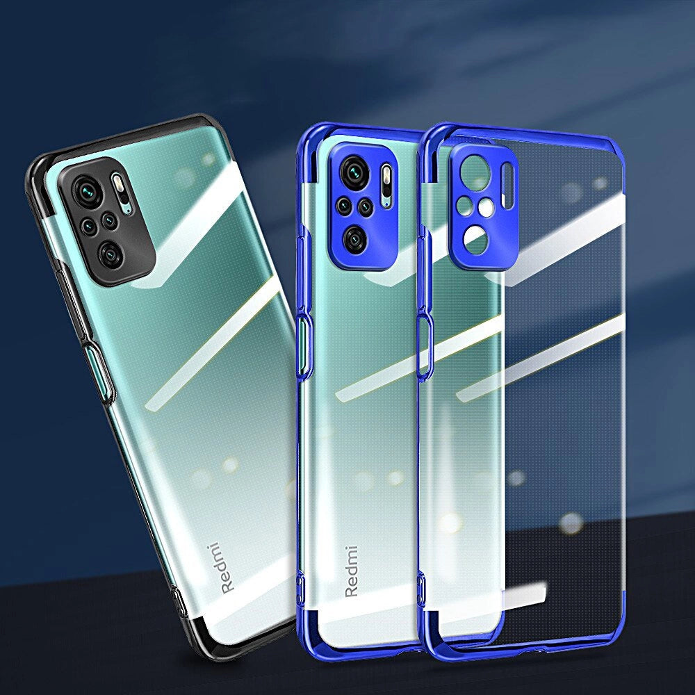 Clear Color Case Gel TPU Galvaniseret ramme Cover til Xiaomi Redmi Note 10 5G / Poco M3 Pro sort