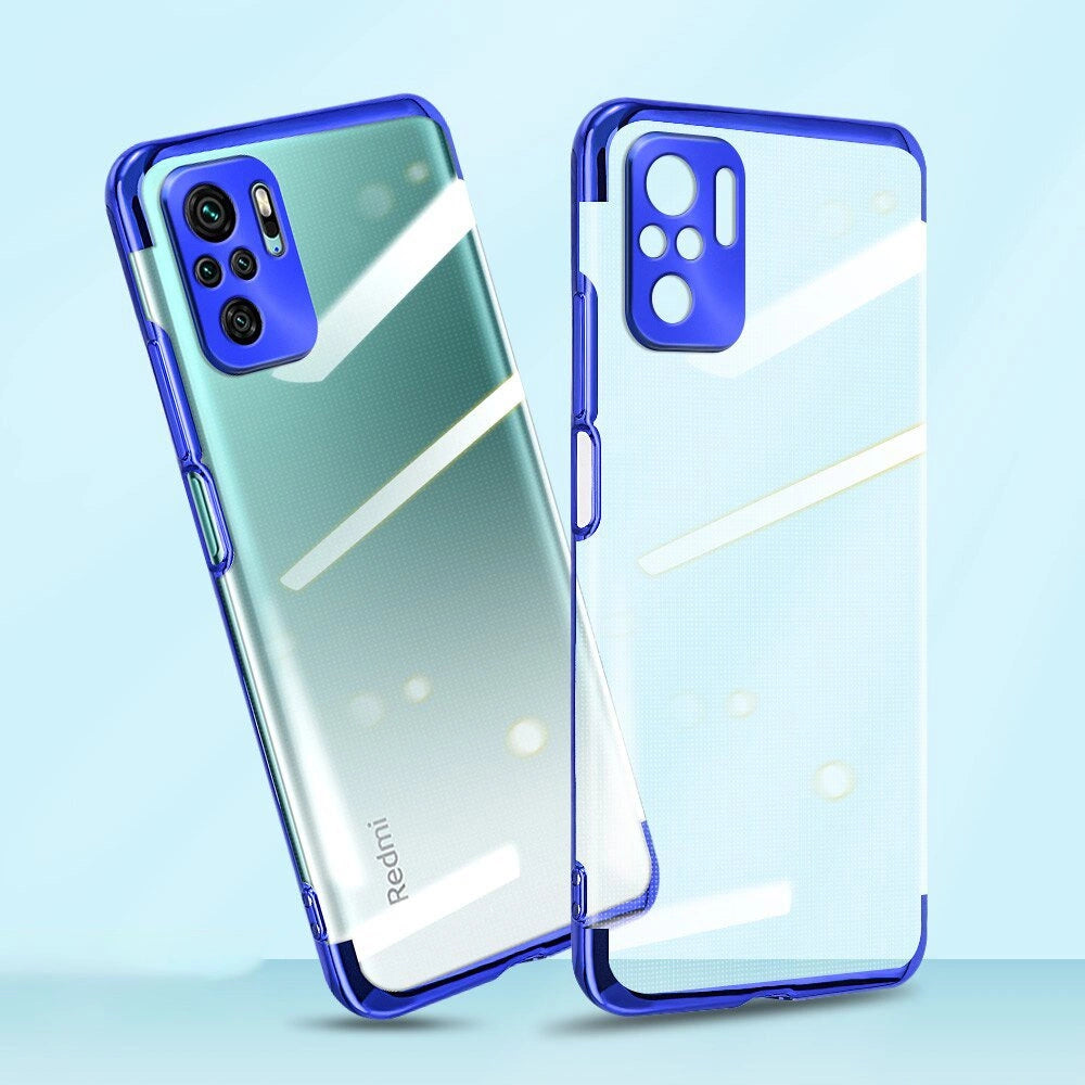 Clear Color Case Gel TPU Galvaniseret ramme Cover til Xiaomi Redmi Note 10 5G / Poco M3 Pro sort