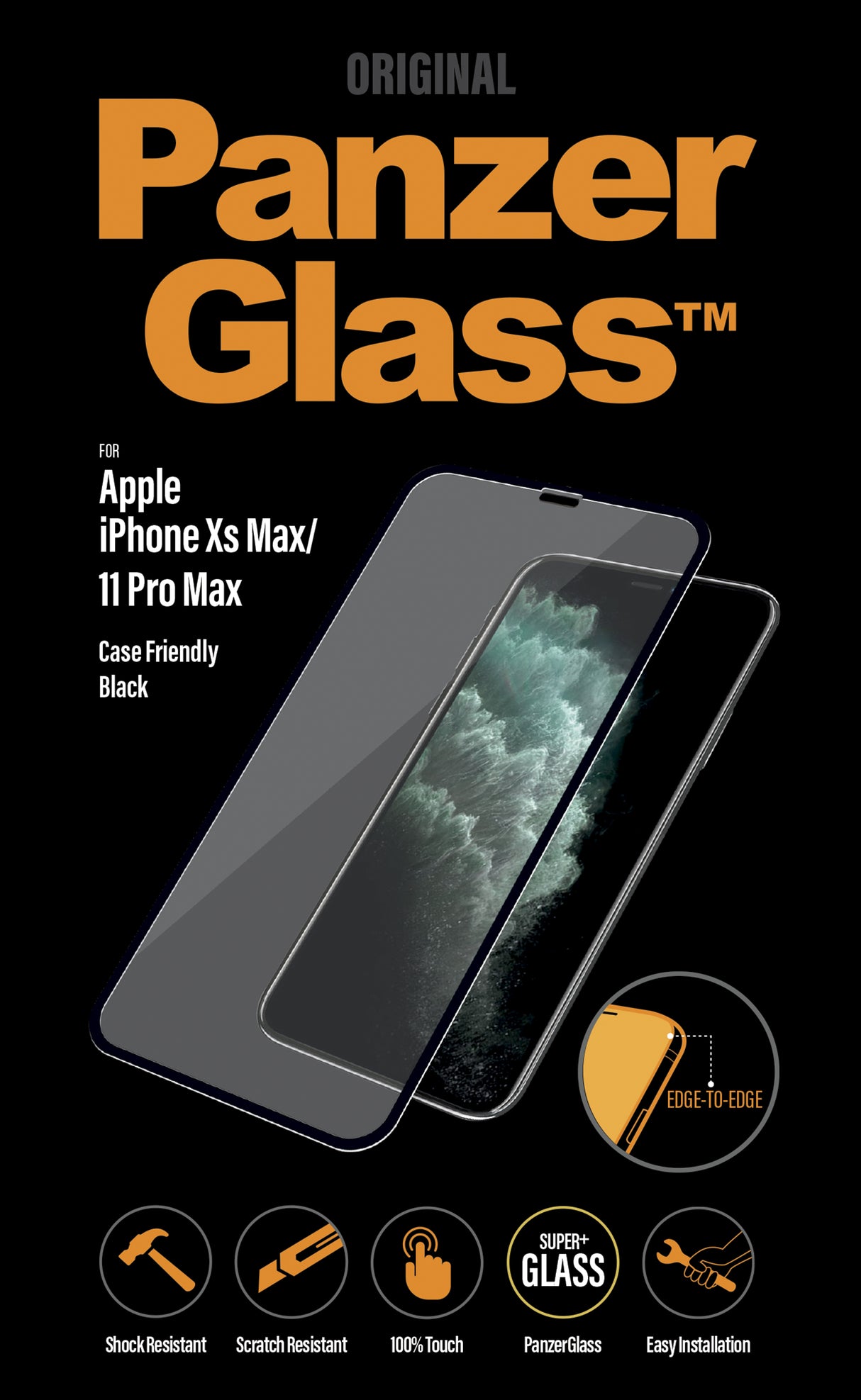 PanzerGlass iPhone Xs Max/11 Pro Max, Black (Case Friendly)