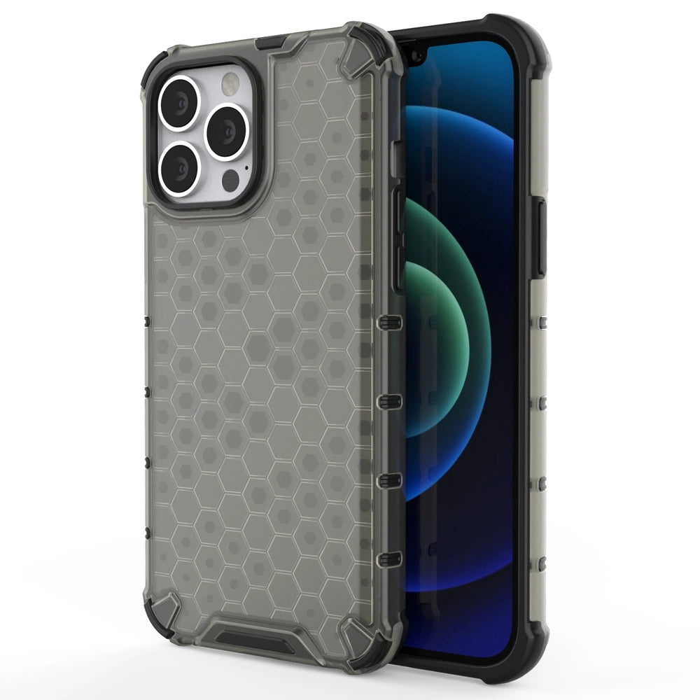 Honeycomb Case armor cover med TPU Bumper til iPhone 13 Pro Max sort