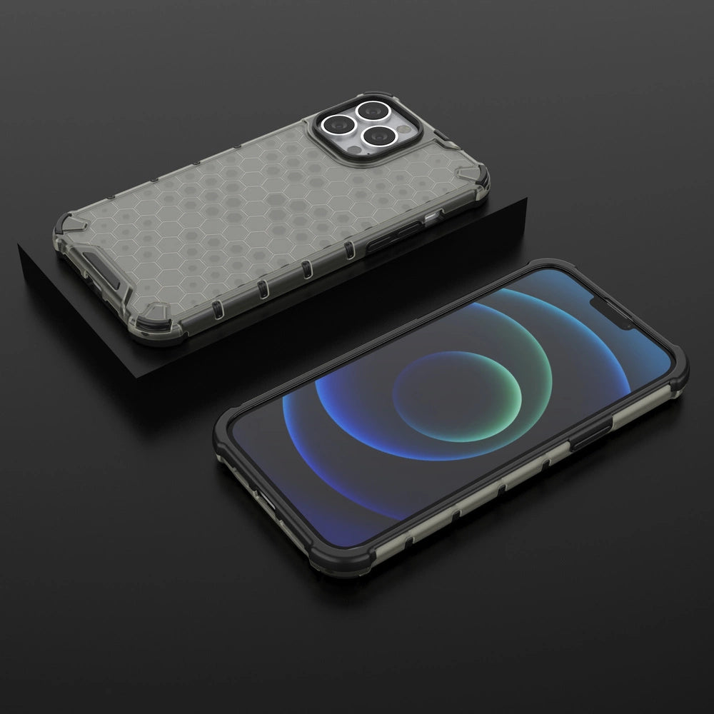 Honeycomb Case armor cover med TPU Bumper til iPhone 13 Pro Max sort