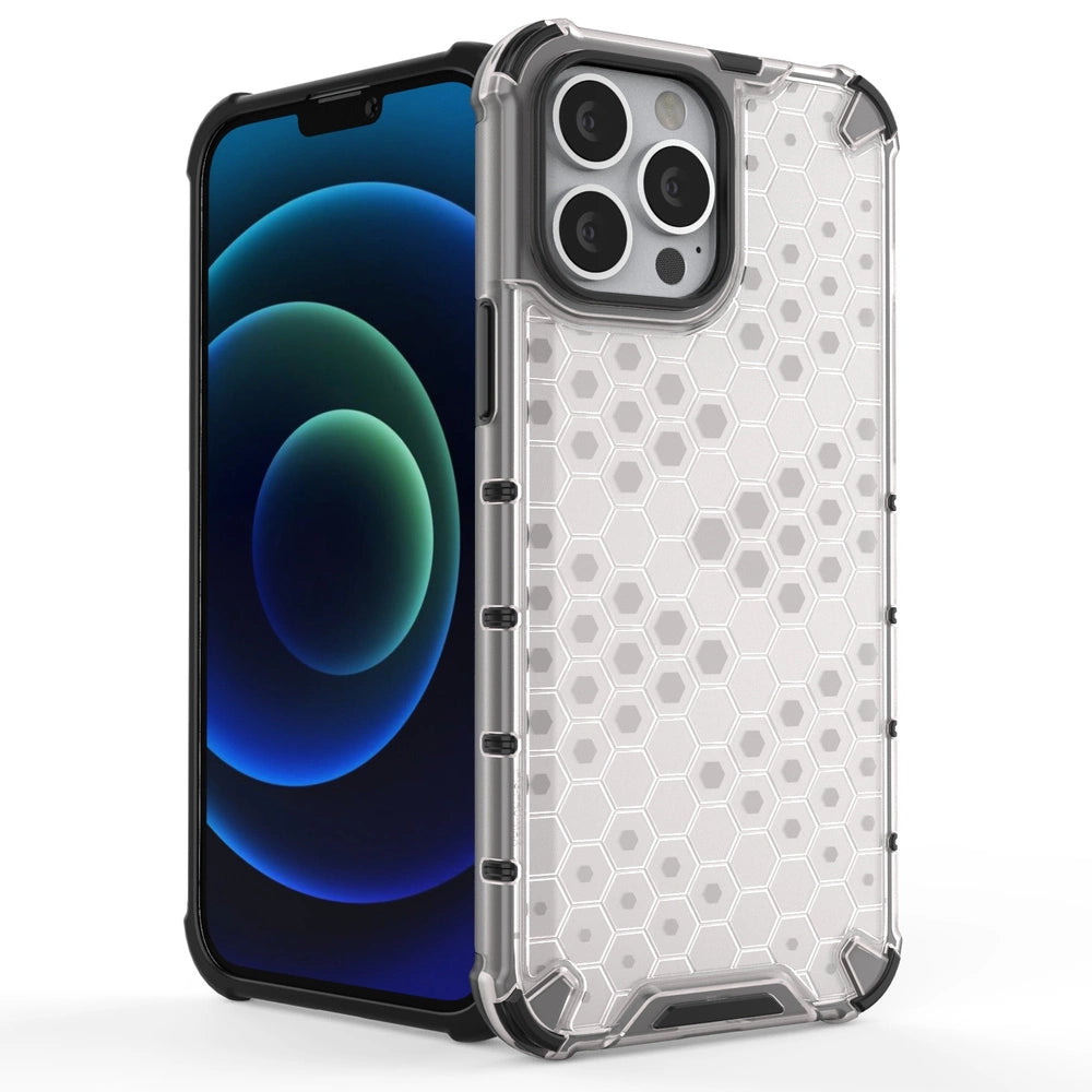 Honeycomb Case armor cover med TPU Bumper til iPhone 13 Pro Max sort