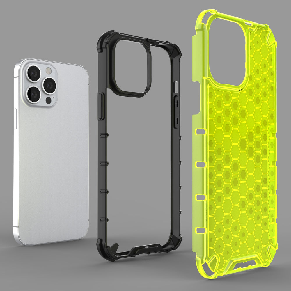 Honeycomb Case rustning med TPU Bumper til iPhone 13 Pro Max sort