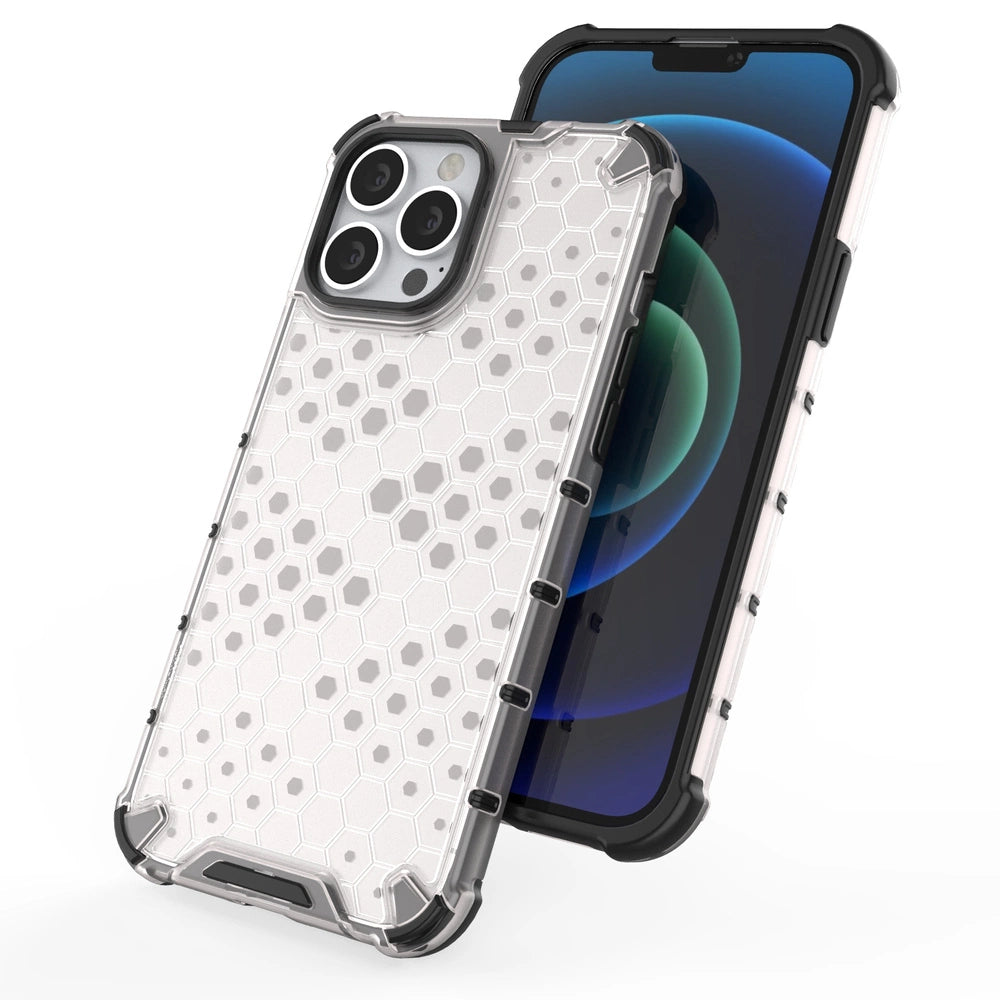 Honeycomb Case armor cover med TPU Bumper til iPhone 13 Pro Max sort