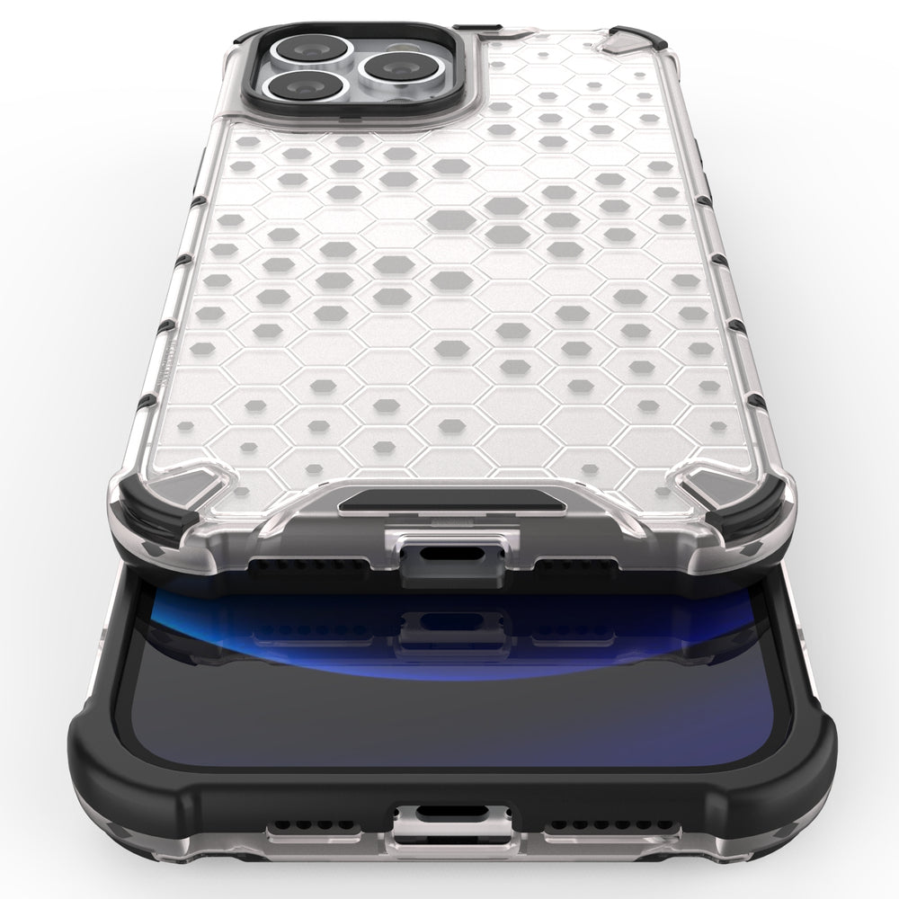 Honeycomb Case rustning med TPU Bumper til iPhone 13 Pro Max sort