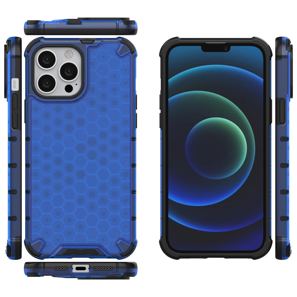Honeycomb Case armor cover med TPU Bumper til iPhone 13 Pro Max blå