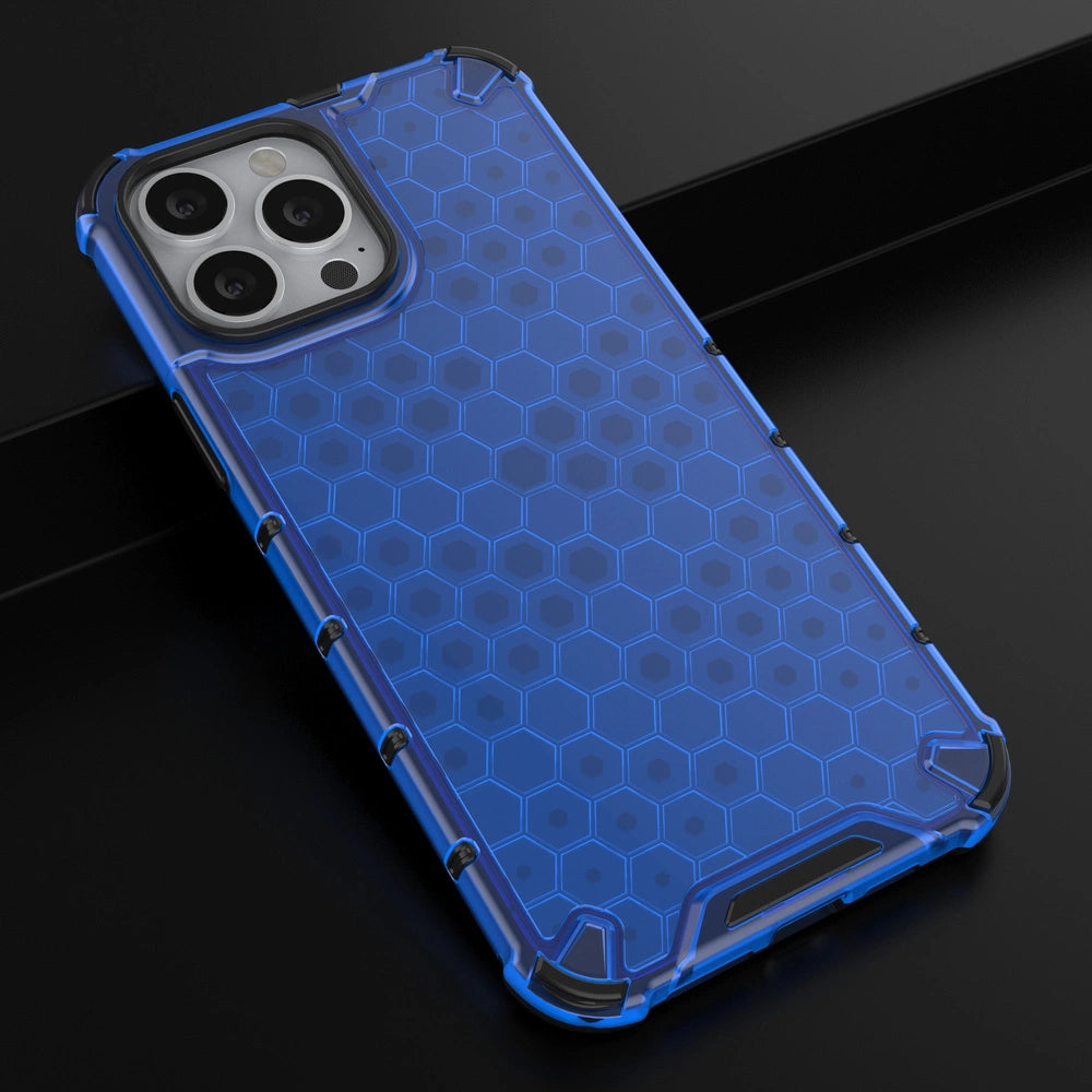 Honeycomb Case armor cover med TPU Bumper til iPhone 13 Pro Max blå