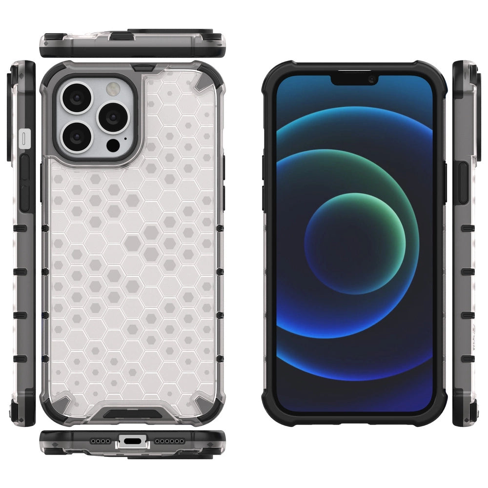 Honeycomb Case armor cover med TPU Bumper til iPhone 13 Pro Max gennemsigtig