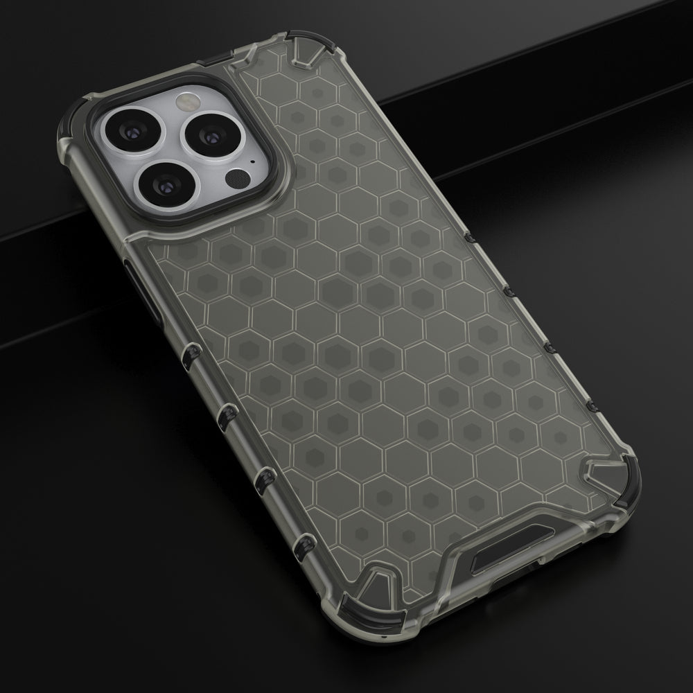 Honeycomb Case armor cover med TPU Bumper til iPhone 13 Pro sort