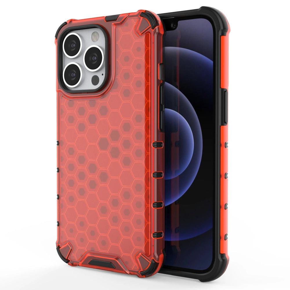 Honeycomb Case rustning med TPU Bumper til iPhone 13 Pro rød