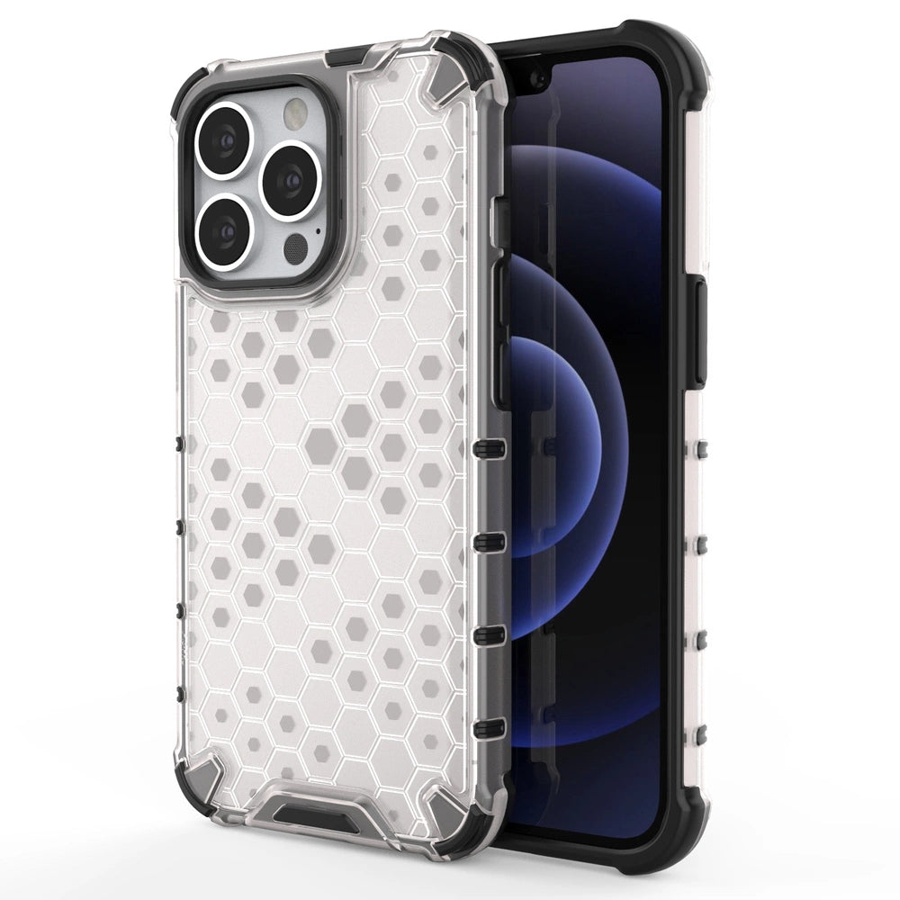 Honeycomb Case armor cover med TPU Bumper til iPhone 13 Pro gennemsigtig