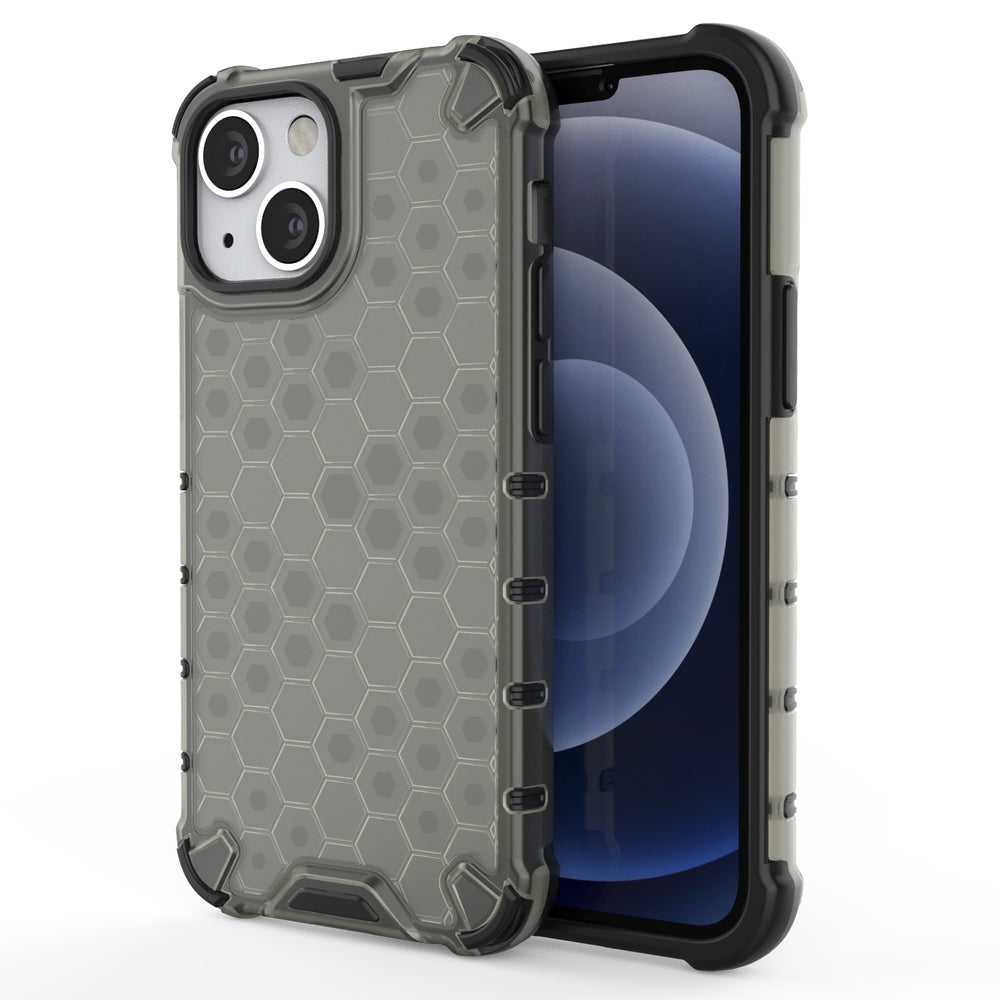 Honeycomb Case armor cover med TPU Bumper til iPhone 13 mini sort