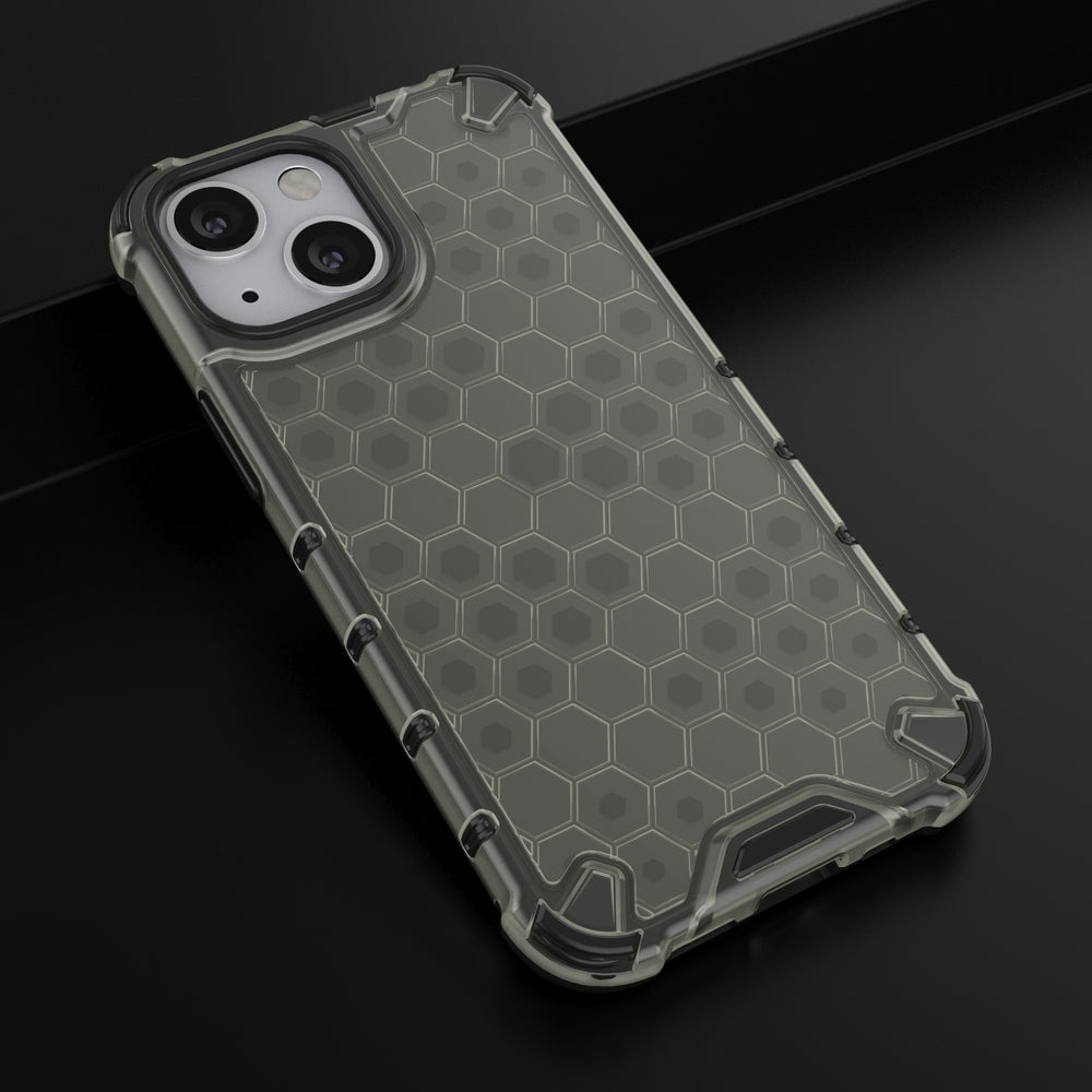 Honeycomb Case armor cover med TPU Bumper til iPhone 13 mini sort