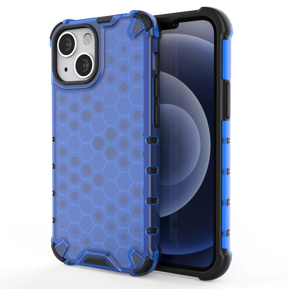 Honeycomb Case rustning med TPU Bumper til iPhone 13 mini blå
