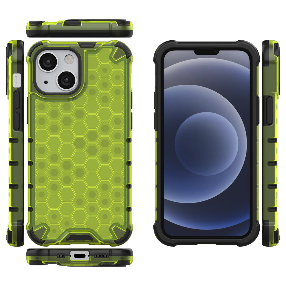 Honeycomb Case rustning med TPU Bumper til iPhone 13 mini grønt