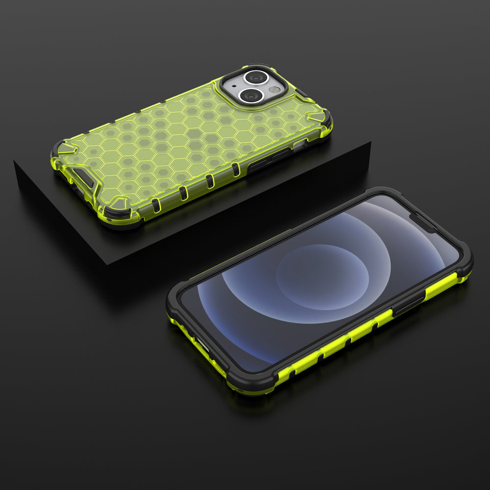 Honeycomb Case rustning med TPU Bumper til iPhone 13 mini grønt