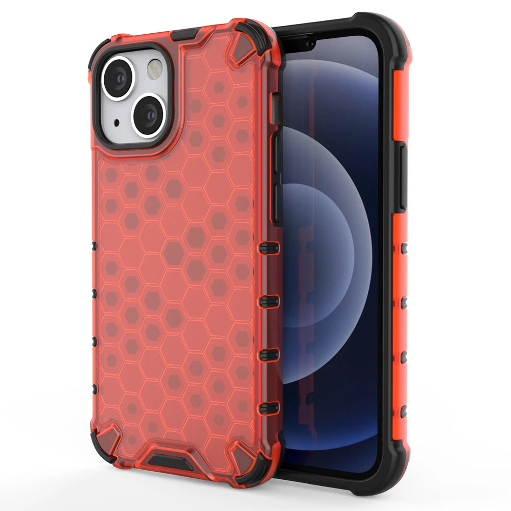 Honeycomb Case rustning med TPU Bumper til iPhone 13 mini rød