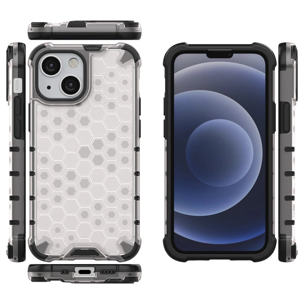 Honeycomb Case armor cover med TPU Bumper til iPhone 13 mini gennemsigtig