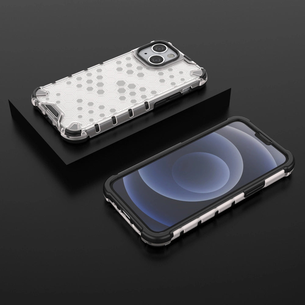 Honeycomb Case armor cover med TPU Bumper til iPhone 13 mini gennemsigtig