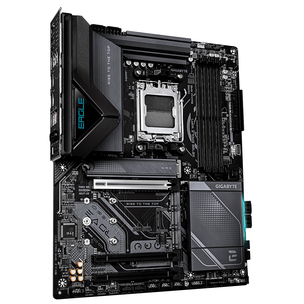 GIGABYTE X870E EAGLE WIFI7 Motherboard - Supports AMD Ryzen 9000 CPUs, 16+2+2 Phases Digital VRM, up to 8200Hz DDR5 (OC), 1xPCIe 5.0 + 3xPCIe 4.0, Wi-Fi 7, 5GbE LAN, USB 4