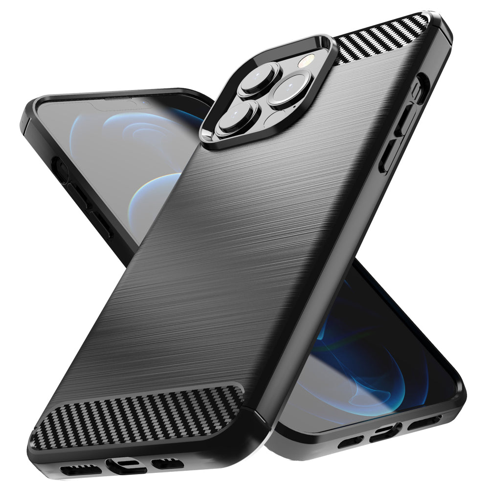 Carbon Case Flexible Cover TPU Case til iPhone 13 Pro Max sort