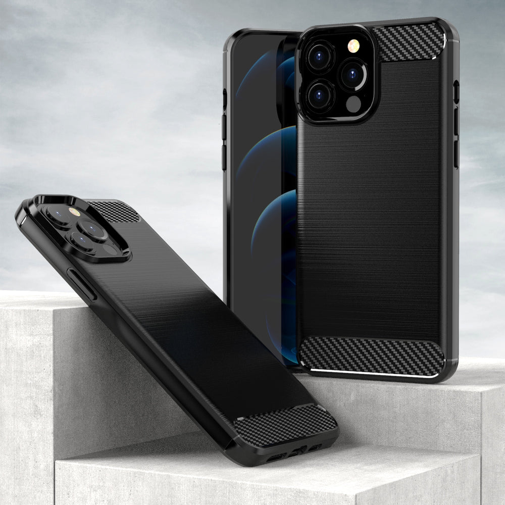 Carbon Case Flexible Cover TPU Case til iPhone 13 Pro Max sort