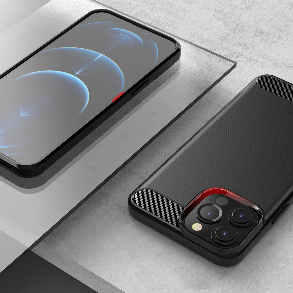 Carbon Case Flexible Cover TPU Case til iPhone 13 Pro Max sort