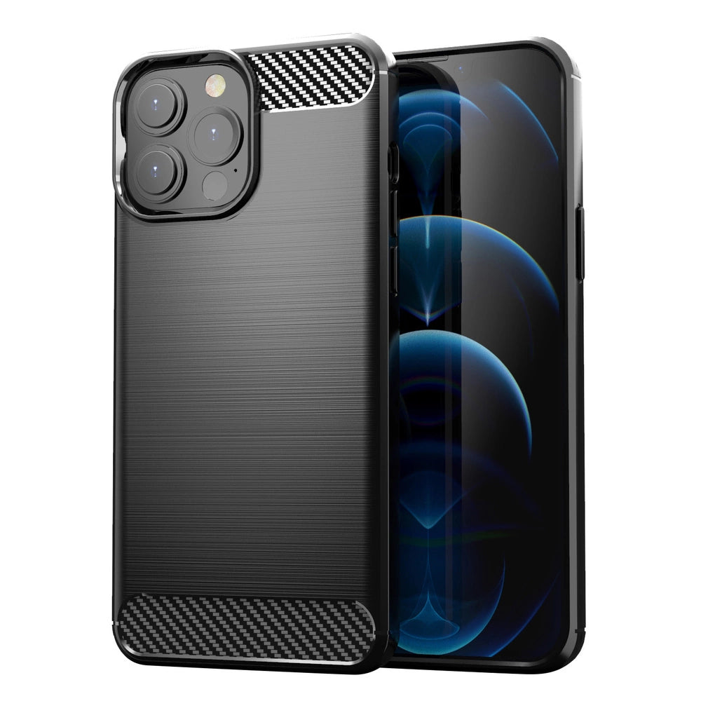 Carbon Case Flexible Cover TPU Case til iPhone 13 Pro Max sort