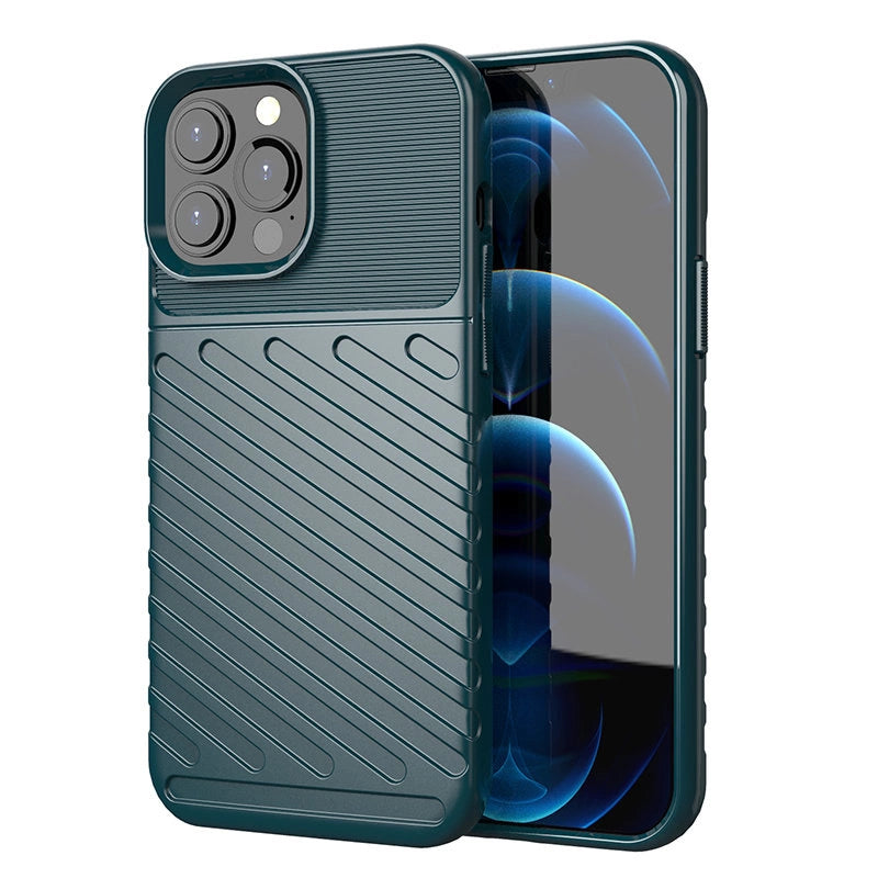 Thunder Case Flexible Tough Rugged Cover TPU Case til iPhone 13 Pro Max grøn