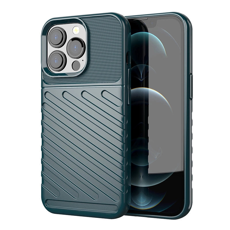 Thunder Case Flexible Tough Rugged Cover TPU Case til iPhone 13 Pro grøn