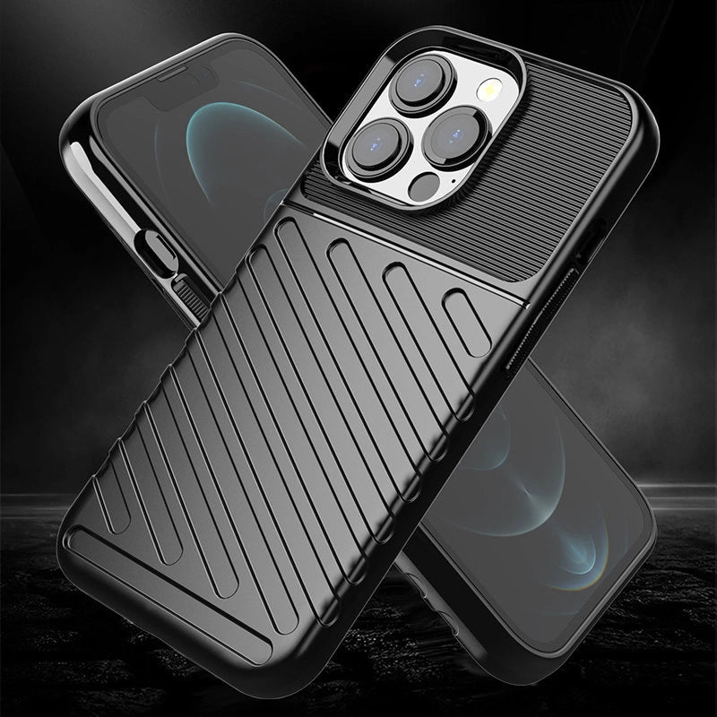 Thunder Case Flexible Tough Rugged Cover TPU Case til iPhone 13 Pro sort