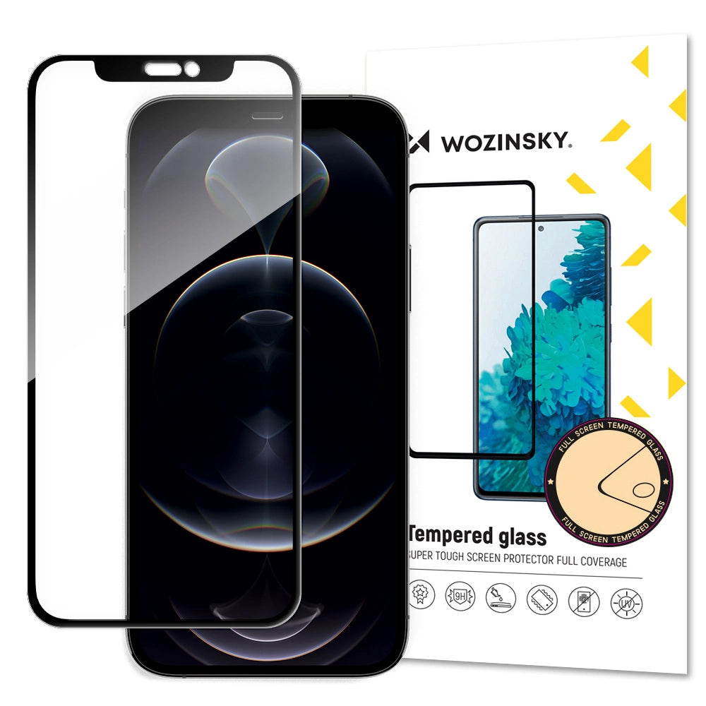 Wozinsky Super Durable Full Glue Tempered Glass Full Coverage med Frame Case Vennlig iPhone 16e / 14 / 13 Pro / iPhone 13 Black