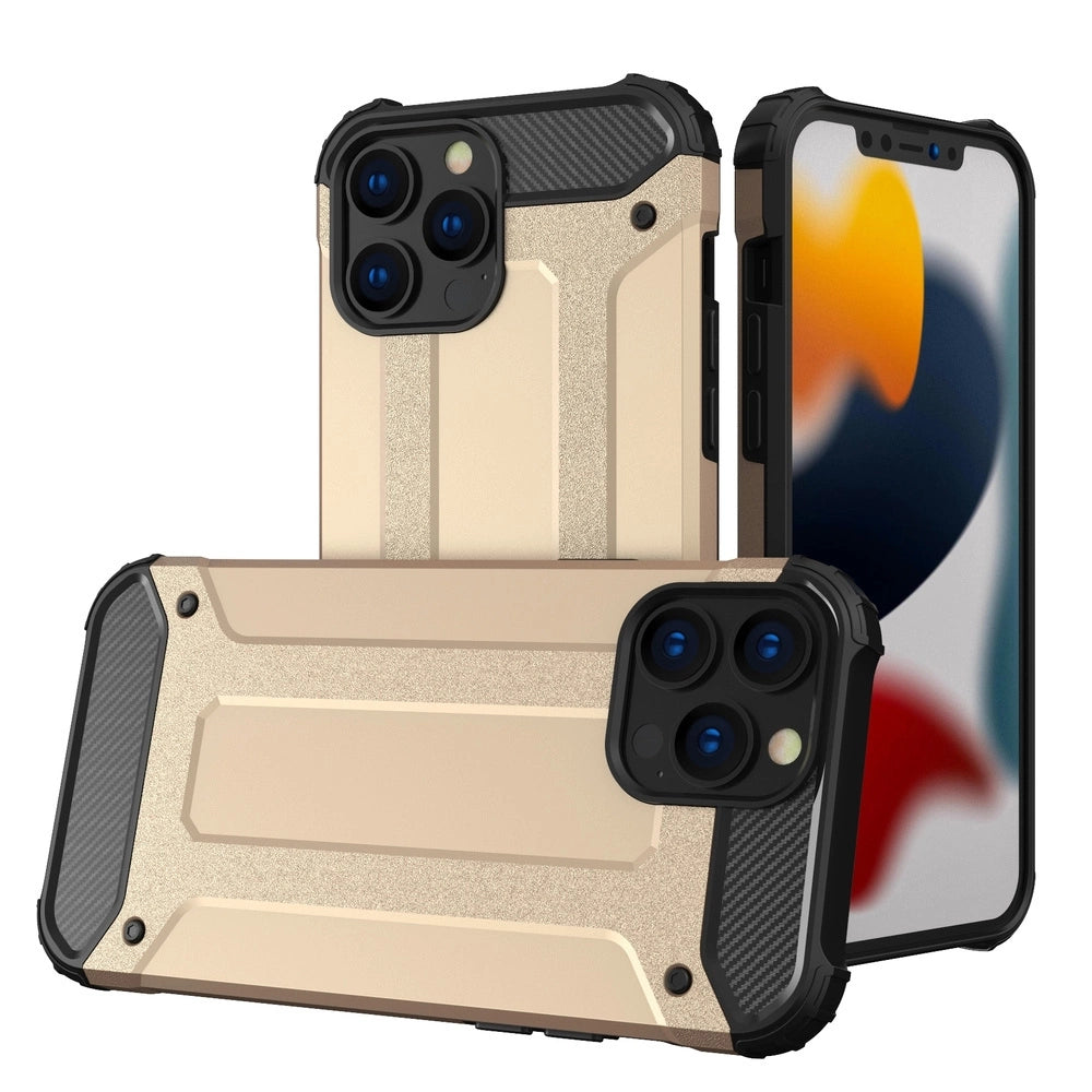 Hybrid Armor Case Tough Rugged Cover til iPhone 13 Pro guld