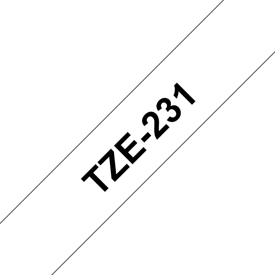 Brother TZE-231 etiketbånd Sort på hvid