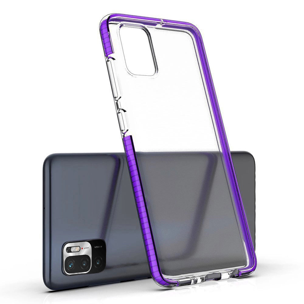 Spring Case klar TPU gel beskyttende cover med farverig ramme til Xiaomi Redmi Note 10 5G / Poco M3 Pro sort