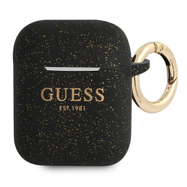 Guess GUA2SGGEK AirPods cover sort/sort Silicone Glitter