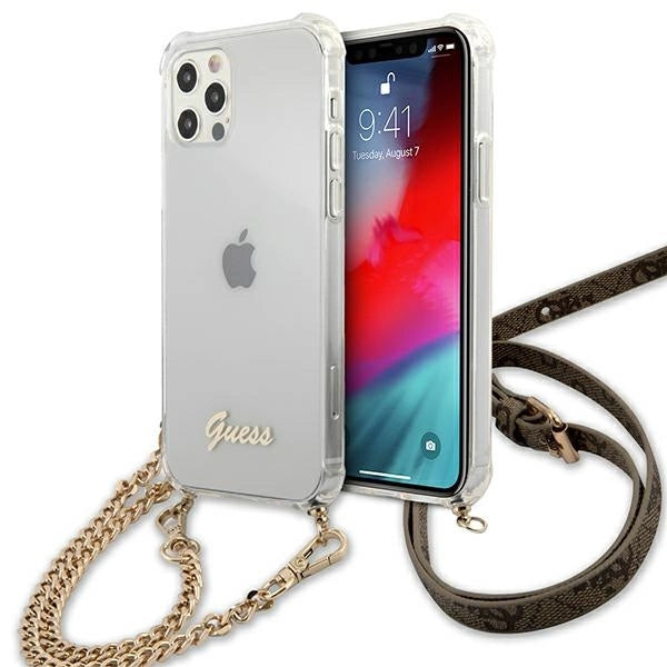 Guess GUHCP12MKC4GSGO iPhone 12/12 Pro 6.1" Gennemsigtig hard case 4G Gold Chain